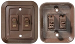 RV Designer Double On-Off DC Rocker Switch With Wall Plate, Brown