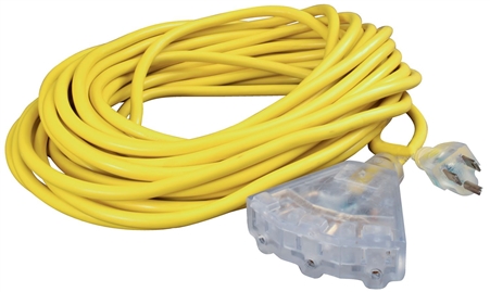 Valterra A10-5014TTE Mighty Cord 15 Amp LED Triple Outlet RV Extension Cord - 50â€²