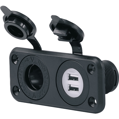 Marinco 12VCOMBORV SeaLink Dual USB Charger And 12V Outlet