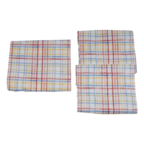 Lippert 2022107833 Vinyl Tablecloth with Bench Covers-Watercolor Plaid