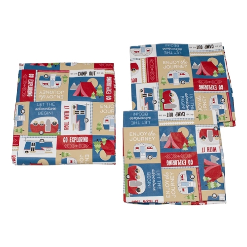 Lippert 2022107835 Vinyl Tablecloth with Bench Covers-Camping Patchwork