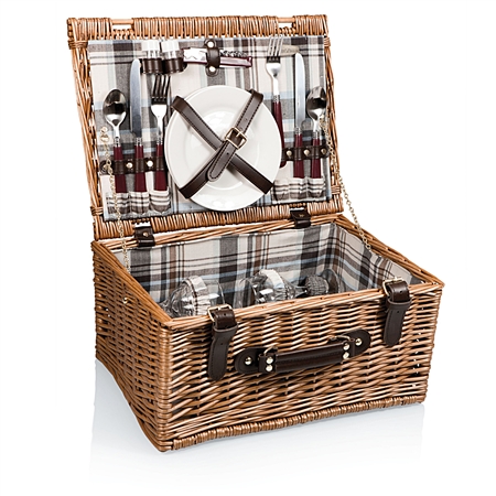 Picnic Time Bristol Picnic Basket - Blue, Navy and Maroon Plaid