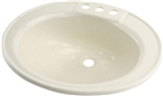 Lippert 209358 RV Single Oval Lavatory Sink - 17" x 20" - Parchment