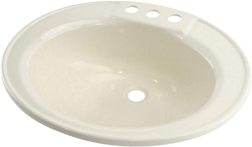 Lippert 209358 RV Single Oval Lavatory Sink - 17" x 20" - Parchment