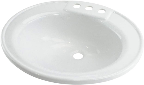 Lippert 209635 RV Single Oval Lavatory Sink - 17" x 20" - White