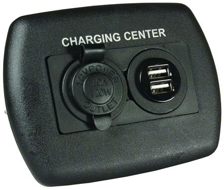 JR Products 15095 12V USB Charging Center, Black