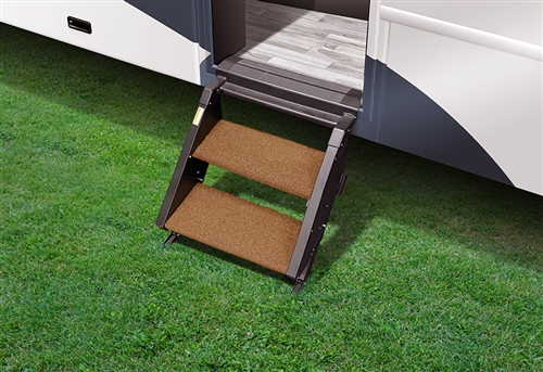 Prest-O-Fit 2-0237 Step Rug For StepAbove RV Entry Steps - 19-1/2" Width - 2 Piece - Buckskin Brown