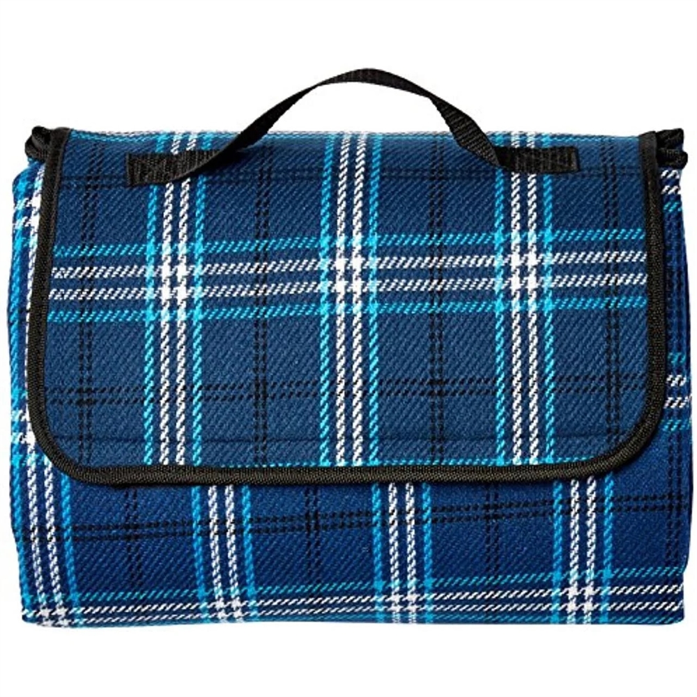Carefree 907002 Blue Plaid Picnic Blanket With Waterproof Backing, 6.5 ...
