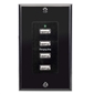 Magnadyne WCP-USB-B Wall Mount 4-Port USB Charger With Wall Plate - Black