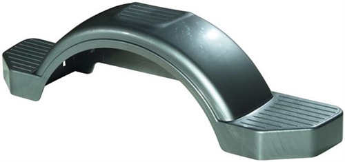 Fulton 008592 Single Axle Trailer Fender With Top & Side Steps, For 12" Wheels, Silver