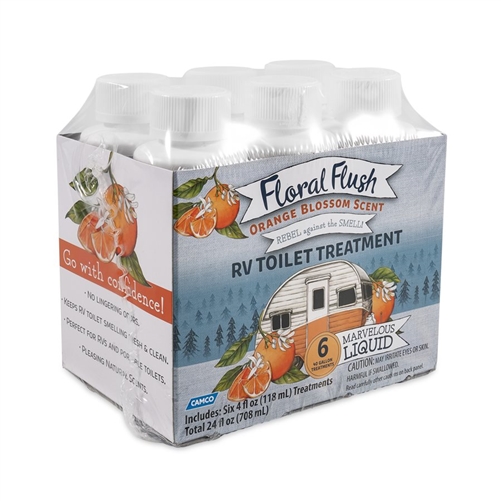 Camco 41481 Floral Flush RV Holding Tank Treatment - Orange Blossom - (6) 4 Oz Bottles