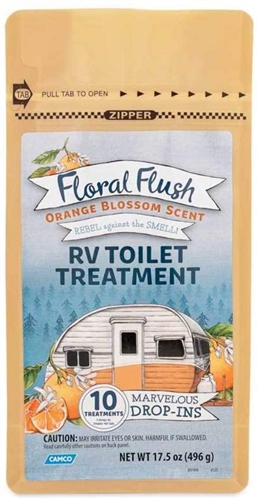 Camco 41491 Floral Flush RV Holding Tank Treatment Drop-Ins - Orange Blossom - 10 Ct