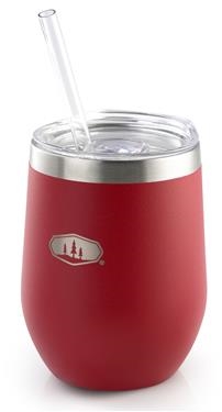 GSI Outdoors 63351 Glacier Stainless Insulated Tumbler Glass With Straw - Red - 12 Oz