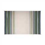 Faulkner Reversible RV Patio Mat - Aqua, Navy, Lime & White Striped Design - 9' x 12'