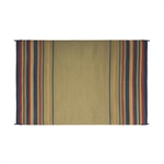 Faulkner Reversible RV Patio Mat - Blue, Brick, Beige & Green Striped Design - 9' x 12'