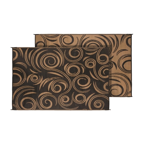 Faulkner 68859 Reversible RV Patio Mat, Brown & Beige Swirl Design - 3' x 5'