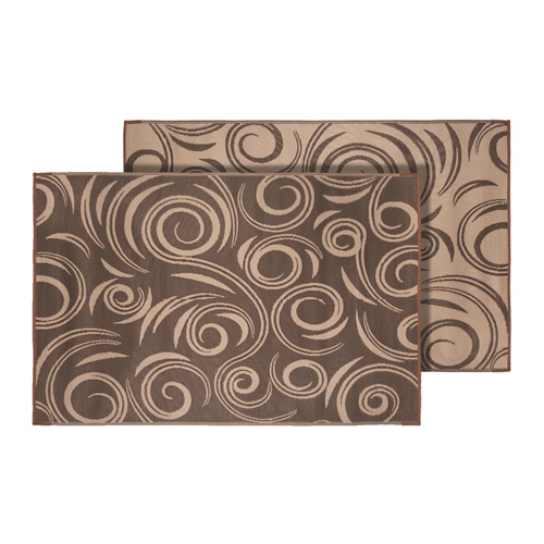 Faulkner 68860 Reversible RV Patio Mat - Brown & Beige Swirl Design - 9' x 12'