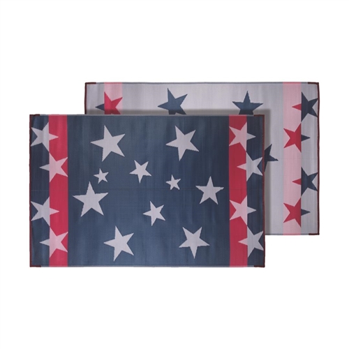 Faulkner 68865 Reversible RV Patio Mat, Stars N' Stripes Design - 68" x 36"