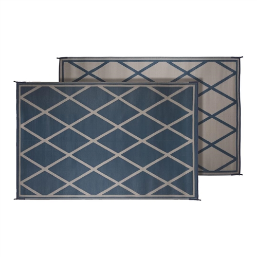 Faulkner 68912 Reversible RV Patio Mat - Blue & Ivory Diamond Design - 9' x 12'