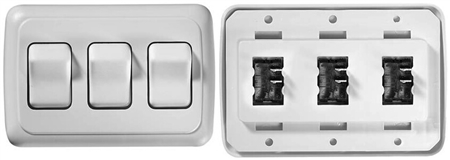 RV Designer S535 DC SPST Triple Contoured Rocker Switch - White