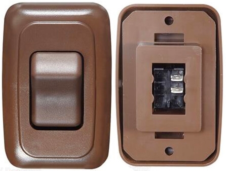 RV Designer S631 DC SPST Single Contoured Rocker Switch - Brown