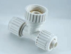 Elkhart Supply 16821 Flair-It RV Fresh Water Tee Coupler 1/2" PEX x 1/2" PEX x 1/2" FPT Swivel Nut