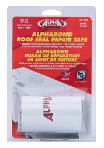 Alpha Systems Alphabond RV Roof Seal Repair Tape - White - 4" x 10 Ft