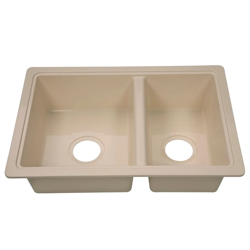 Lippert  809029 RV Double Kitchen Galley Sink - 25" x 17" x 6.6" - Parchment