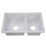 Lippert RV Double Kitchen Galley Sink - 25" x 17" x 6.6"- White