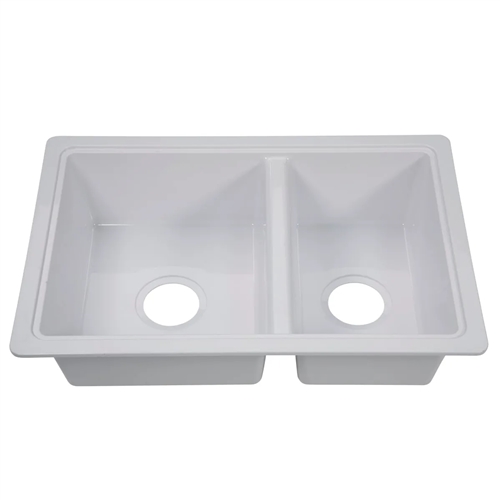 Lippert  809030 RV Double Kitchen Galley Sink - 25" x 17" x 6.6"- White