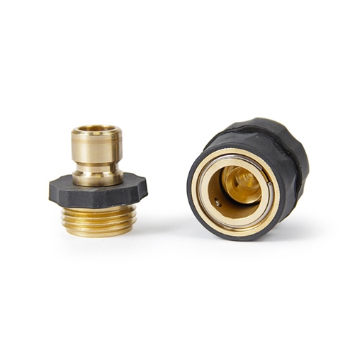 Camco 20135 Quick Hose Connect with Auto Shutoff Valve - Brass