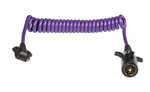 Hitch Coil 7-Way RV Blade To 5-Way Flat Female Coiled Trailer Cable, 6 Ft, Purple