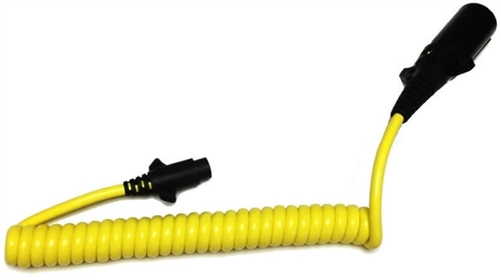 HitchCoil 95-12488-02 7-Way Round Female To 4-Way Round Female Coiled Trailer Cable, 6 Ft, Yellow