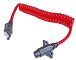 HitchCoil 95-12564-01 5-Way Round Female To 5-Way Flat Male Coiled Trailer Cable, 6 Ft, Red