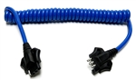 HitchCoil 95-12575-03 4-Way Flat Male To 4-Way Flat Female Coiled Trailer Cable, 3 Ft, Blue