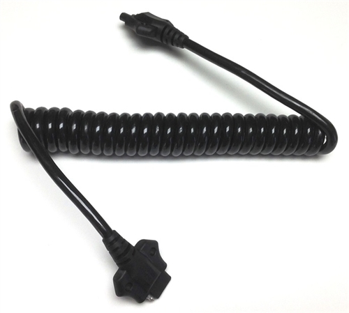 HitchCoil 95-12576-05 5-Way Flat Male To 5-Way Flat Female Coiled Trailer Cable, 3 Ft, Black