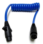 HitchCoil 95-12581-03 5-Way Round Female To 5-Way Round Female Coiled Trailer Cable, 3 Ft, Blue