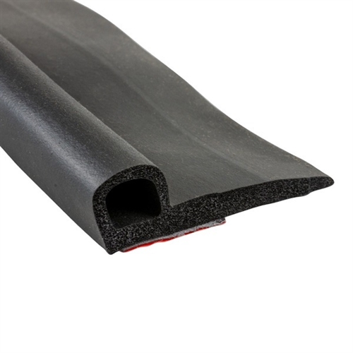 Steele Rubber Products Peel-N-Stick "P" Profile RV Wiper Seal  - 3/4" H x 2-1/2" W x 30 Ft - Black