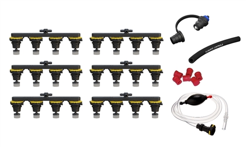 Flow-Rite BG-U48V-5A-WS Pro-Fill Universal Battery Watering System For (6) 8V Trojan Batteries, 2.3" Cell Spacing, With Hand Pump