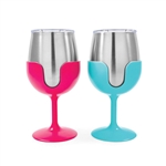 Camco 51915 Pink & Blue Wine Tumbler Set