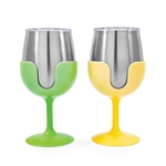 Camco Green & Yellow Wine Tumbler Set