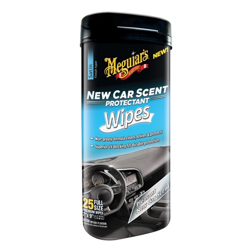 Meguiar's G4200 New Car Scent Protectant Wipes, Satin Finish, 25 Ct