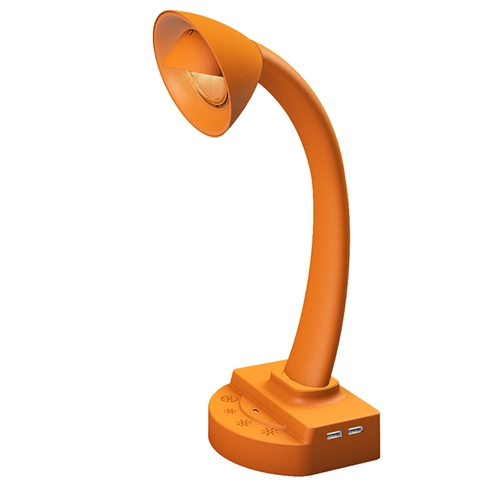 InteliEnergy RV Table Lamp in Orange, Bright LED Light, Uses DC Power, 2 USB Chargers