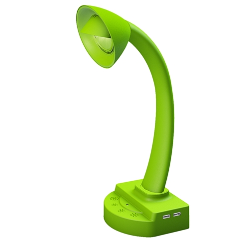 InteliEnergy RV Table Lamp in Lime, Bright LED Light, Uses DC Power, 2 USB Chargers