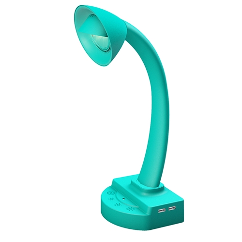 InteliEnergy RV Table Lamp in Aqua, Bright LED Light, Uses DC Power, 2 USB Chargers