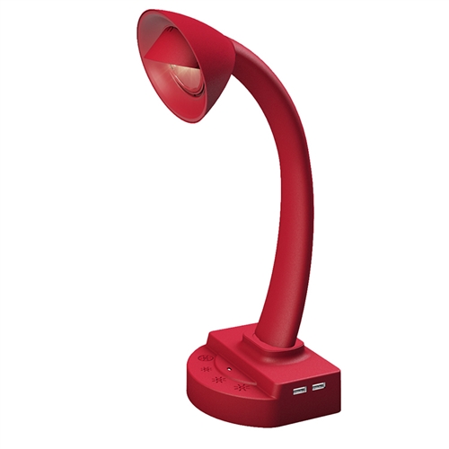 InteliEnergy RV Table Lamp in Crimson, Bright LED Light, Uses AC Power, 2 USB Chargers