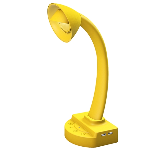 InteliEnergy RV Table Lamp in Yellow, Bright LED Light, Uses AC Power, 2 USB Chargers