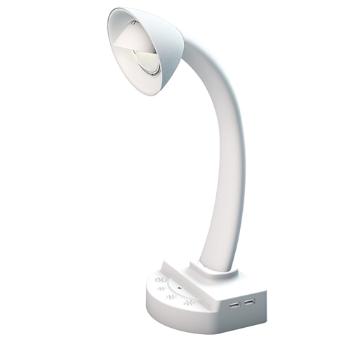 InteliEnergy RV Table Lamp in White, Bright LED Light, Uses AC Power, 2 USB Chargers