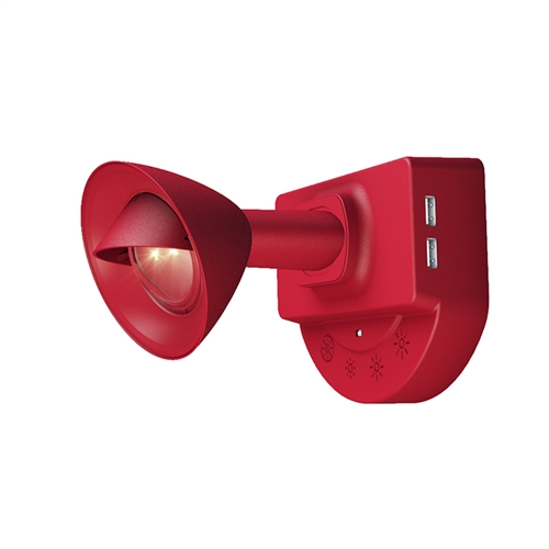 InteliEnergy RV Wall Lamp in Crimson, Bright LED Light, Uses DC Power, 2 USB Chargers