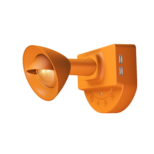 InteliEnergy RV Wall Lamp in Orange, Bright LED Light, Uses DC Power, 2 USB Chargers